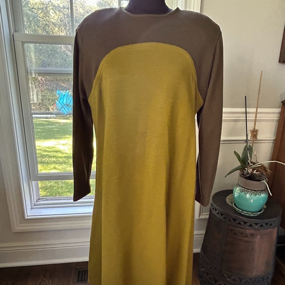 Vintage Harve Benard Olive Green Knit Dress ~ Women's Size 14